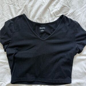 Wild Fable Black V-Neck Crop Top